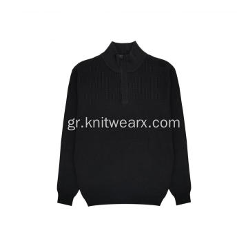 Ανδρικό πλεκτό Quarter Zip Mock Neck με υφή πουλόβερ